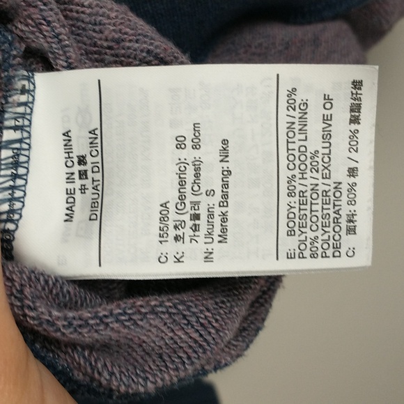 Nike Center Swoosh Hoodie Womens Small Blue Pullover Speckled Long Sleeve - Picture 11 of 12